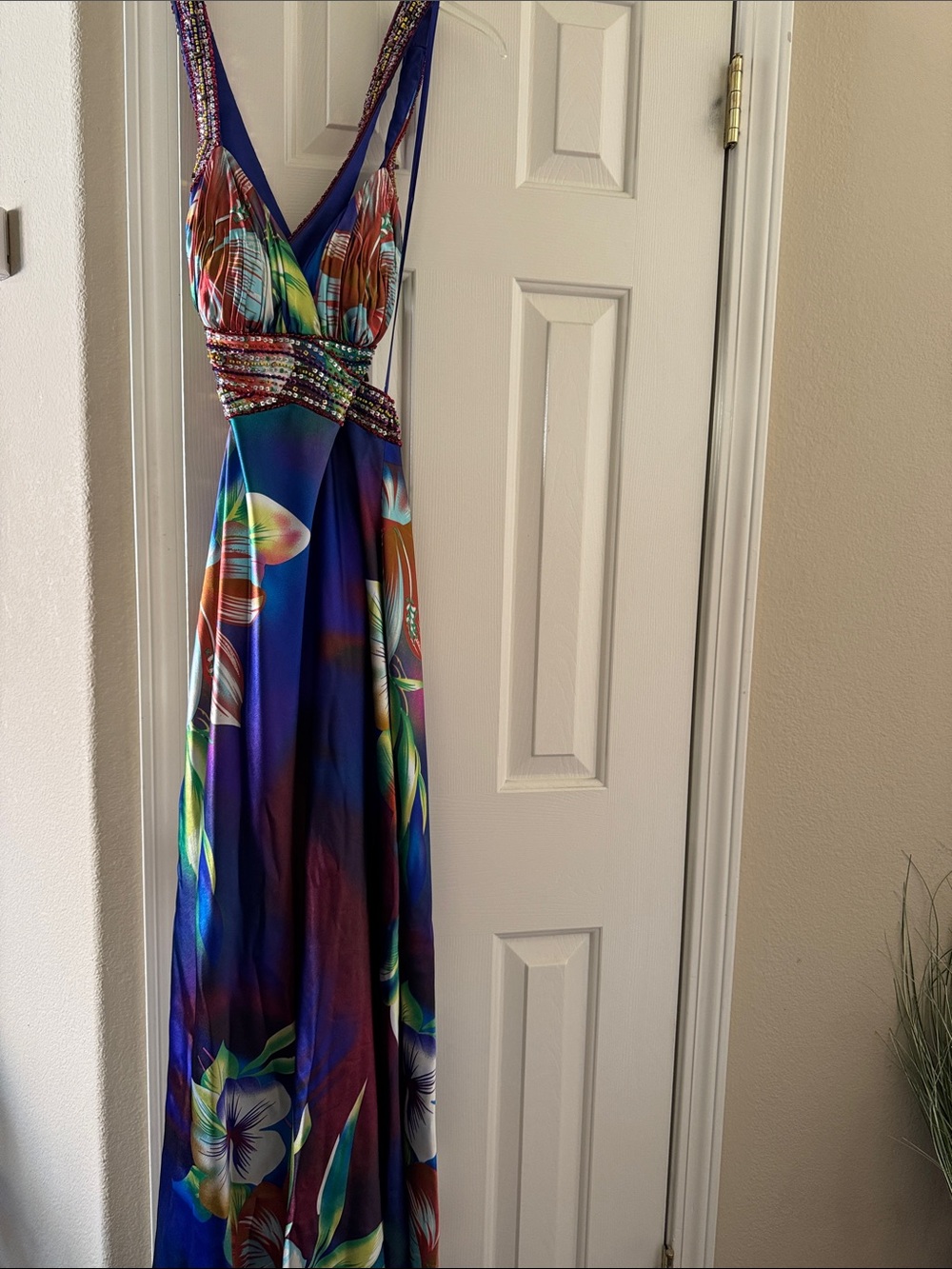 Maxi Halter Floral Evening Dress in Multicolor